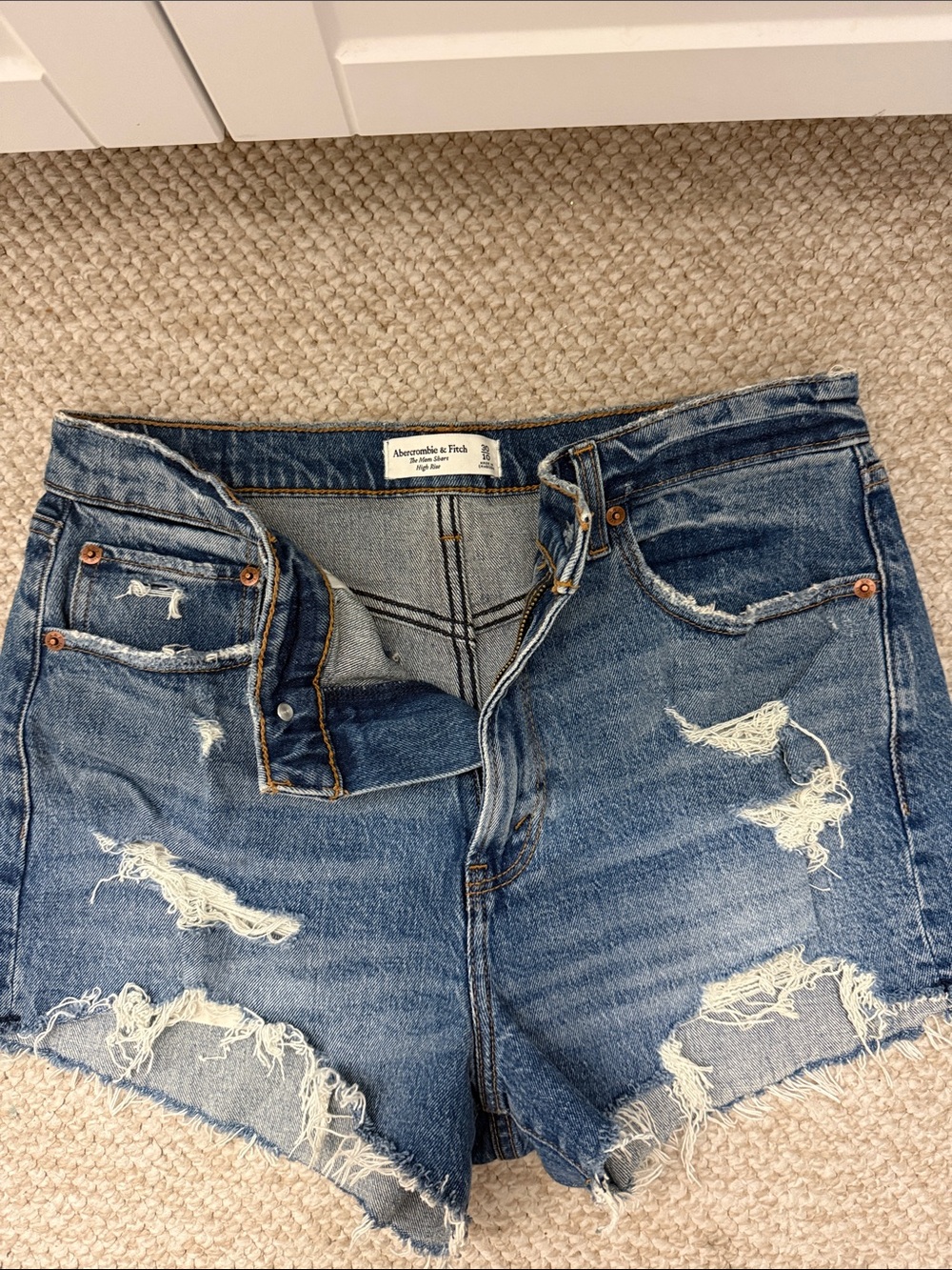 Abercrombie & Fitch Blue Distressed Denim Cutoff Shorts